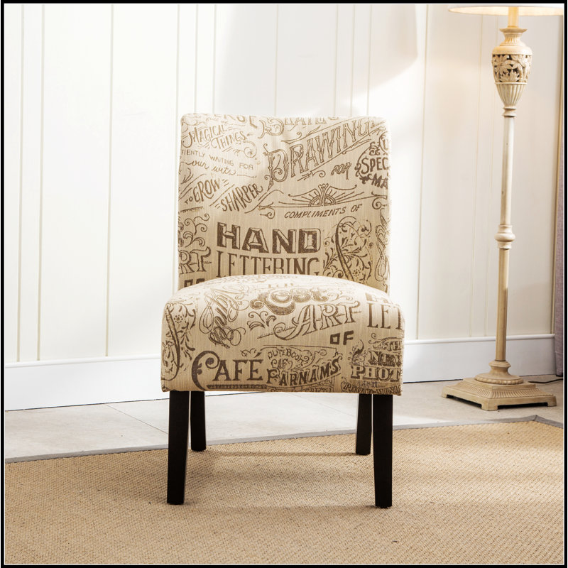 Chalkboard Light Print Fabric Armless Contemporary Accent Chair, Perfect for Modern and Stylish Living Spaces