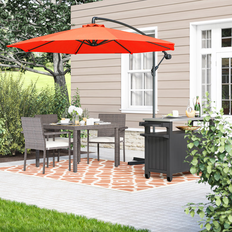 Chalone 95" Steel Offset Cantilever Patio Umbrella with Crank - Burnt Orange, Burnt Orange