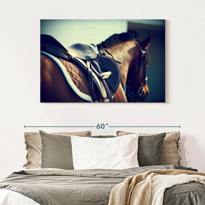 Brampt Saddled Brown Horse, 32" H x 48" W