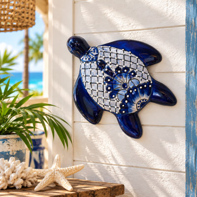The Cobalt Garden Talavera Wall Sea Turtle