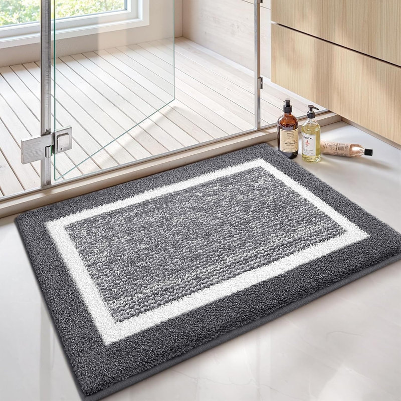 Tapis de bain avec envers antidérapant, L 30 po x l 20 po, Gris foncé