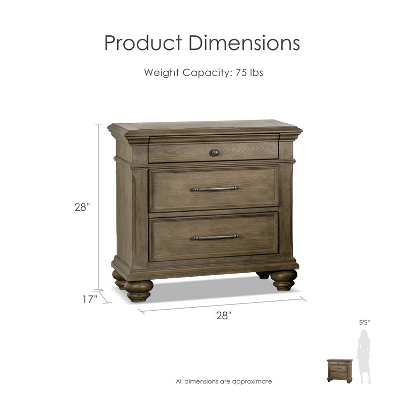 Baillons 3-Drawer Nightstand