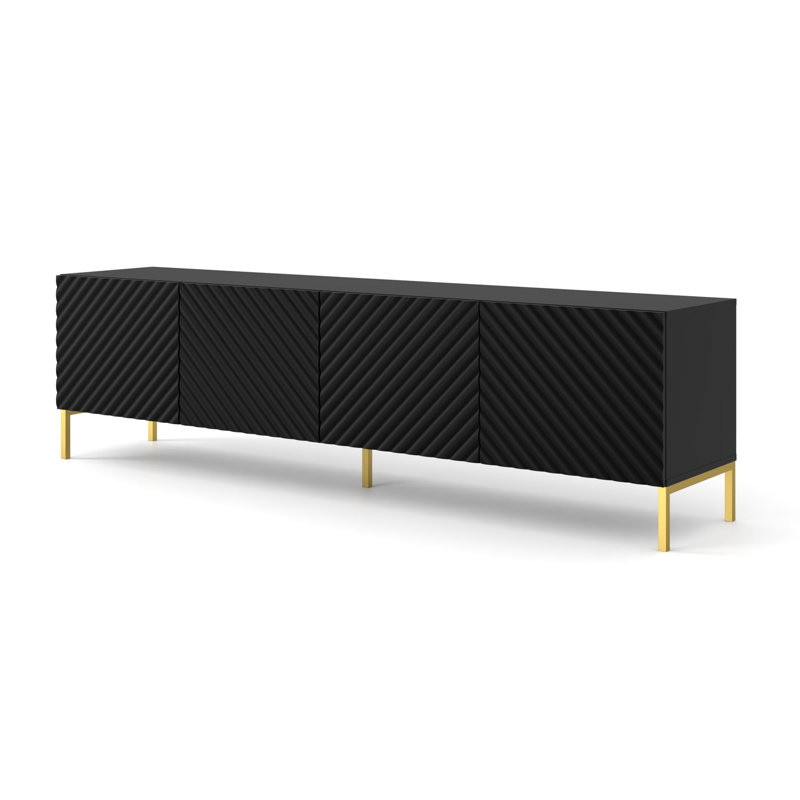 Anjulie Unfinished TV Stand for TVs up to 85", Black Matt