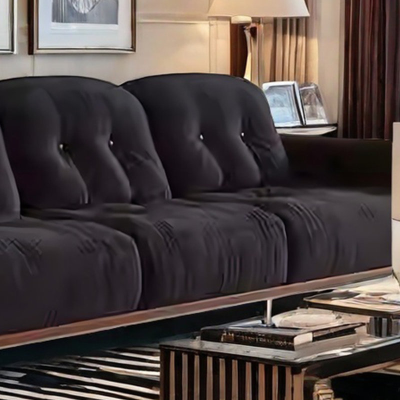 Canapé rétro en tissu amovible et lavable, H 34,25 po x l 118,1 po x P 39,37 po, 4, Noir
