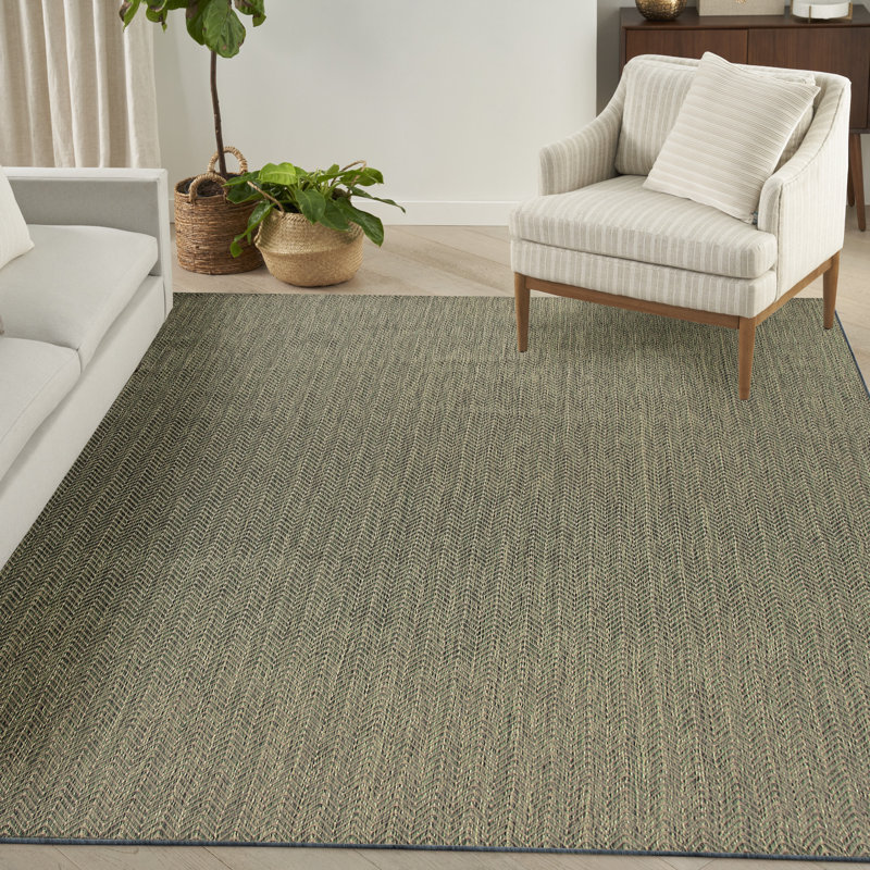 Remmie Black Modern Indoor/Outdoor Rug, Rectangle 9' x 12', Green