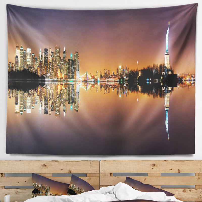 Photographie de paysage urbain tapisserie panorama de manhattan city, H 50 po x l 60 po