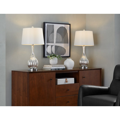 Rami 27" Crackle Glass Table Lamp Set