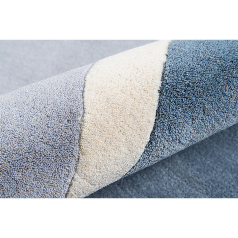 Tapis bleu en laine touffeté à la main Sorbet, Rectangle 5 pi x 8 pi