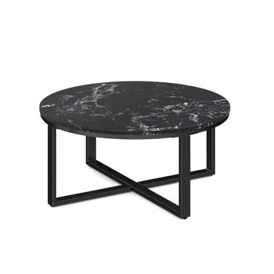  | Kora | 36'' Round Quartz Occasional Table with Black Metal Base