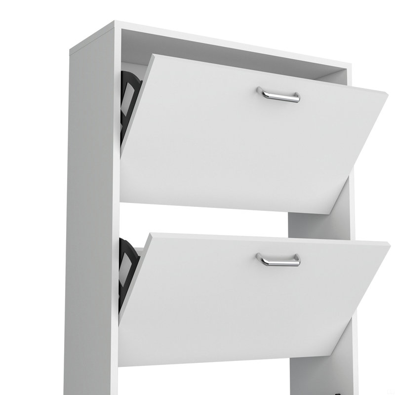 Range-chaussures, 3 portes, 3 tablettes, Blanc