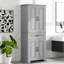 Armoire de rangement de salle de bain grise, portes, tiroir, tablette réglable, grande armoire grise à application large, fonctionnalité polyvalente-579575022