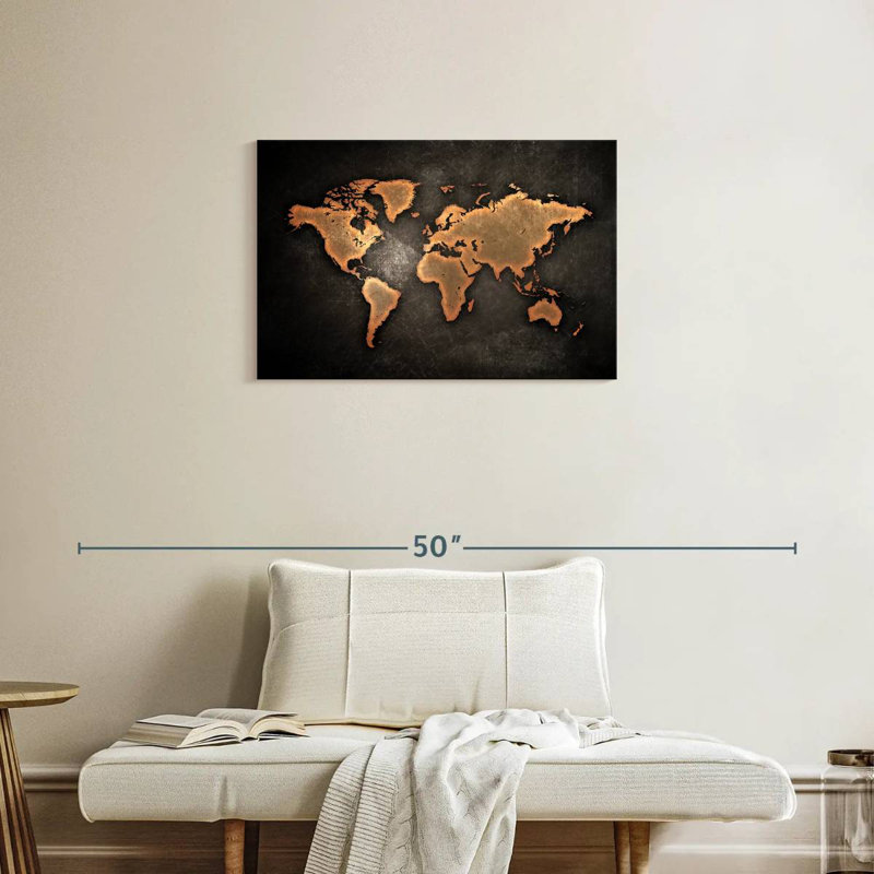 Aliaz Vintage Grunge World Map, 20" H x 30" W