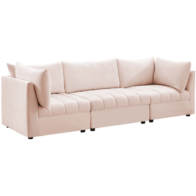 Ensoll Pink Velvet Modular Sofa, Pink Velvet