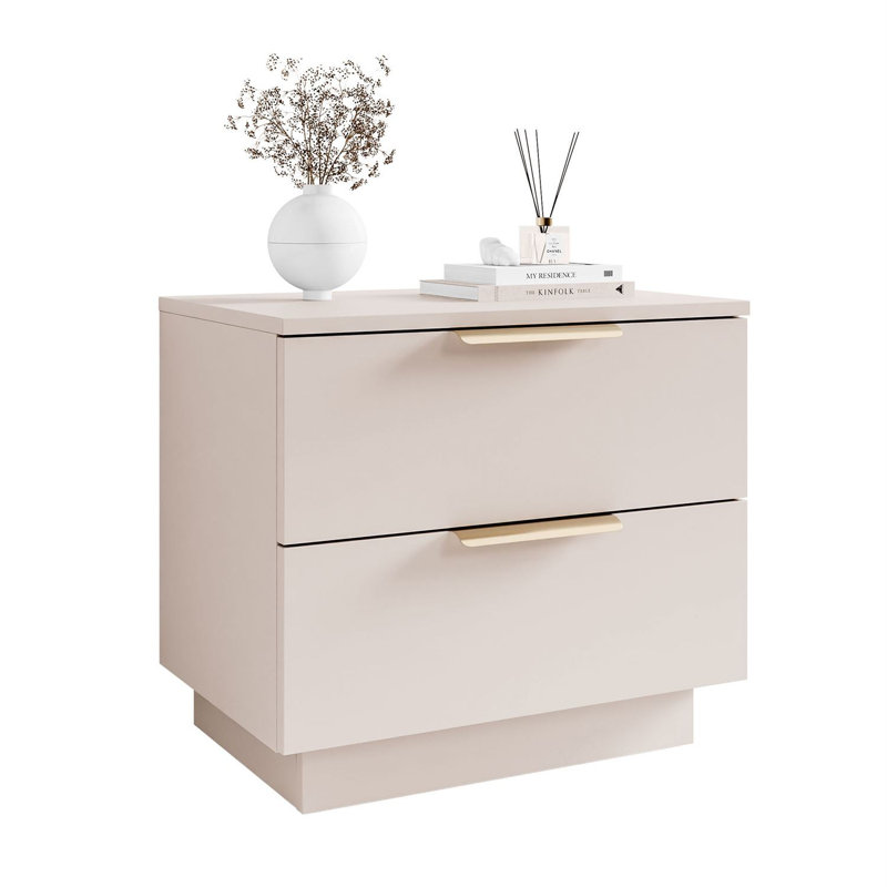 55cm W Bedside Table, Cashmire/Gold
