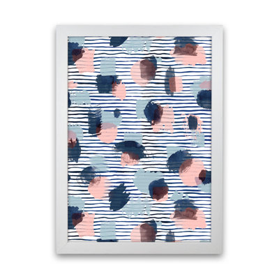 Watercolor Stains Stripes Navy 1 Piece Wall Art