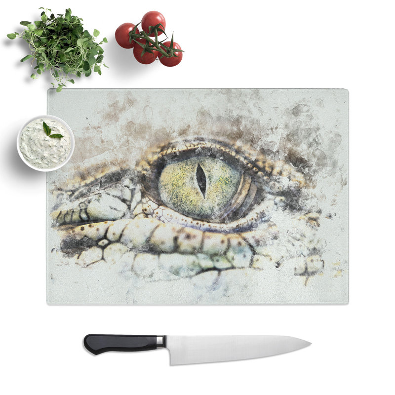 Tempered Glass Crocodile Eye Chopping Board, 28.5 cm x 39 cm