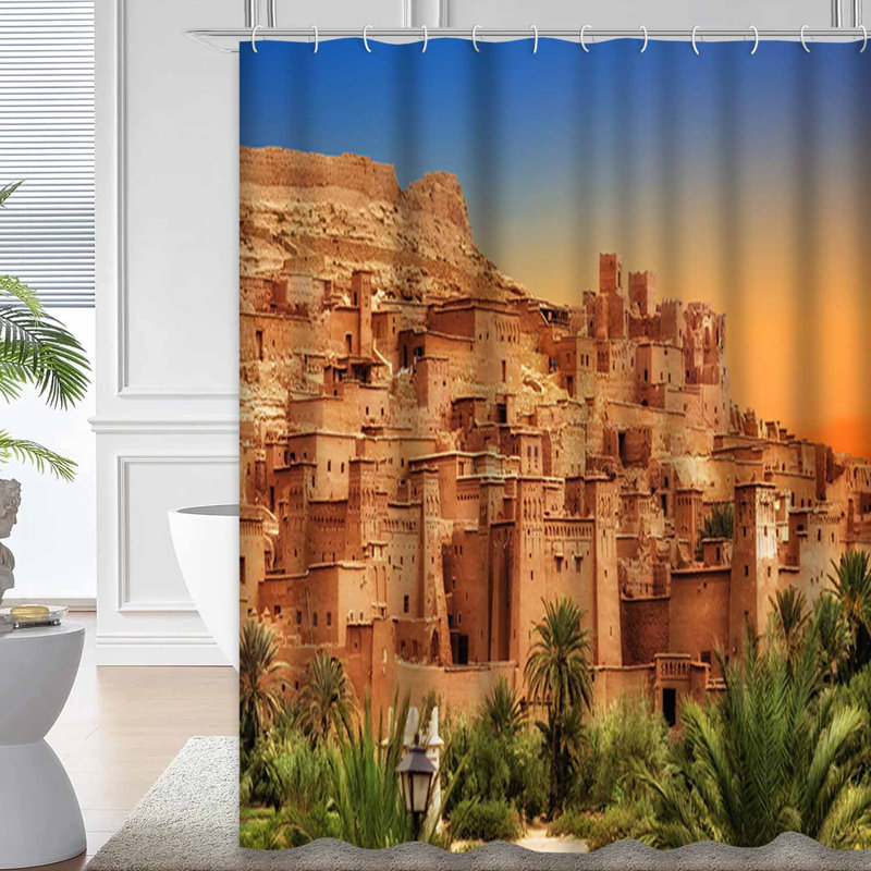 Rideau de douche marocain avec 12 crochets, L 72 po x l 84 po