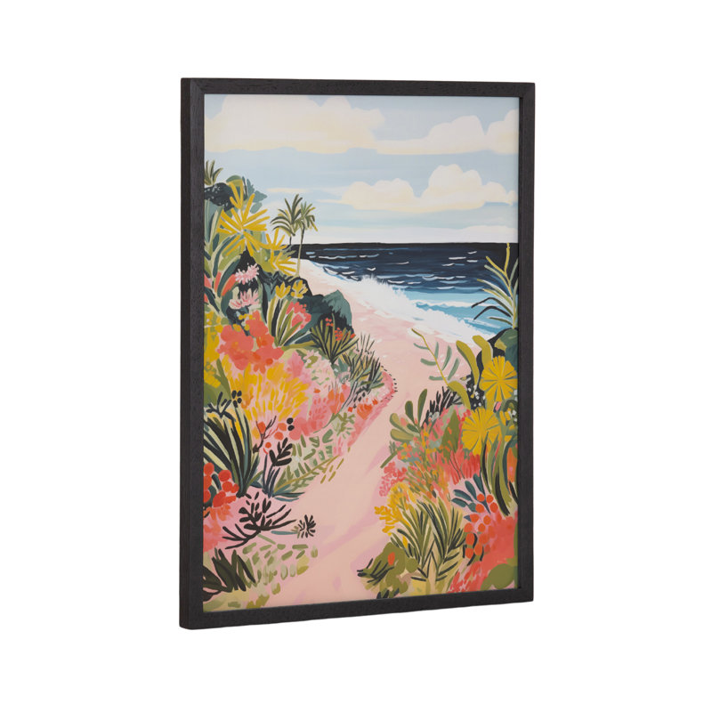 Paysage côtier de plage, art mural, Cadre noir, H 12,65 po x l 16,65 po
