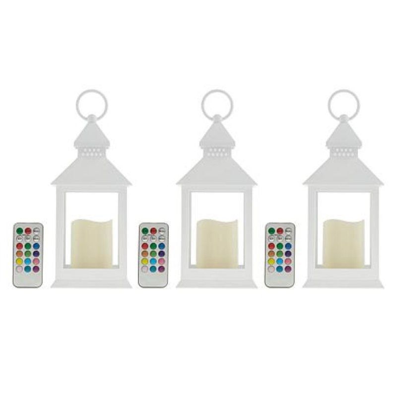 Ensemble de lanternes de table avec bougie et télécommande inclus, Blanc
