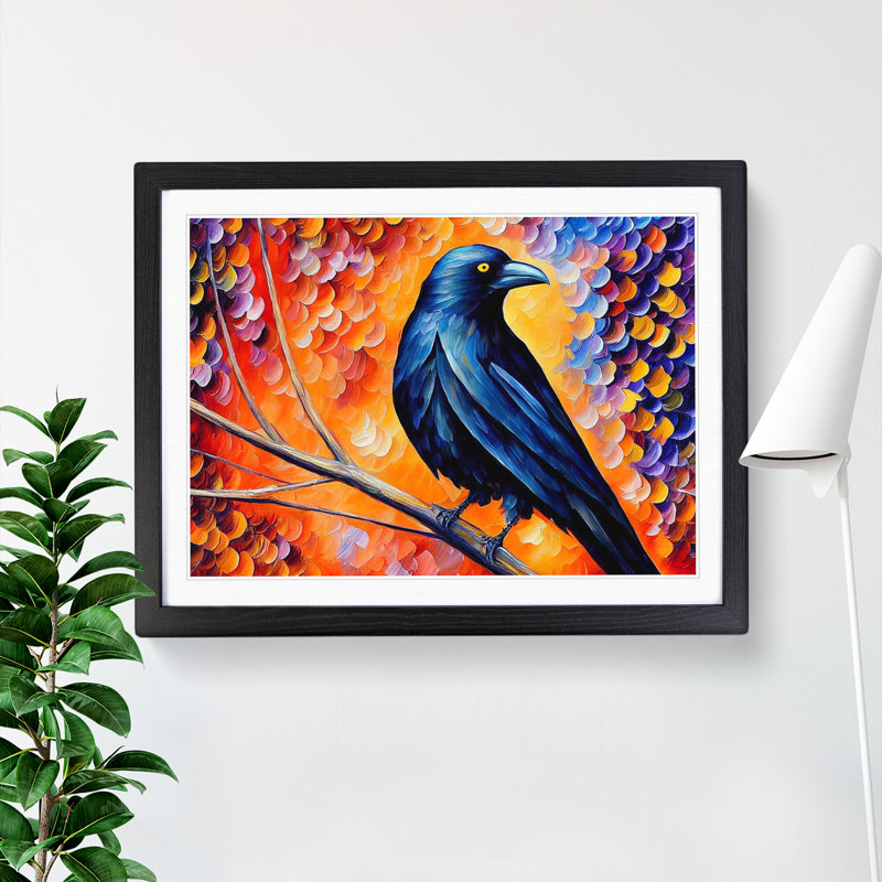 Crow Bird Vol.4 Abstract - Framed Print, Black, 46cm H x 64cm W x 2cm D