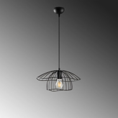 Élégant lustre en métal noir de 13,8 po x 13,8 po x 44,1 po | Corps en métal durable, plaque de base de 13,8 po x 6,3 po | Douille E27 de 40 W maximum (ampoule non incluse) | Éclairage élégant pour les salles à manger et les espaces de vie