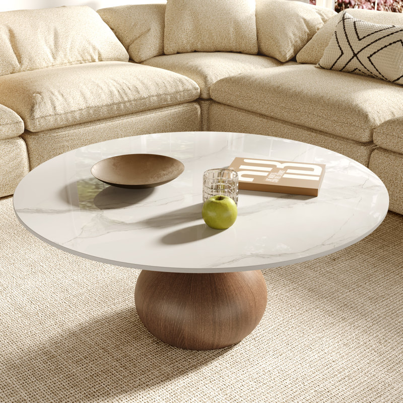 Table basse Jackline Living Mid-Century, Noyer pierre foncée brillant, H 18,23 po x L 31,49 po x l 31,49 po