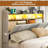 California King Size Bed Frames With Wingback Hidden Storage Headboard & 4 Storage Drawers, 49.2" Tall Upholstered Headboard With Led Lights And Charging Station, No Box Spring Needed, Solid Wood Slats, Noise Free, Light Grey-142176880-160895373