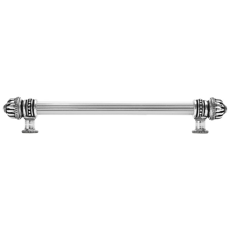 Cricket Cage 22 inches c.c. with 5/8 reeded center long pull small finial in Platinum, 12", Silver
