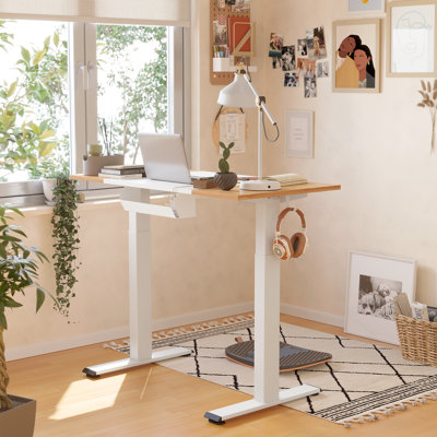 Bureau debout électrique à hauteur réglable avec plateau à crayons Inbox Zero