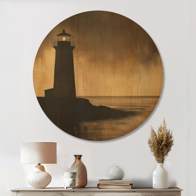 Ambroisine II - Décoration murale ronde en bois paysage marin
