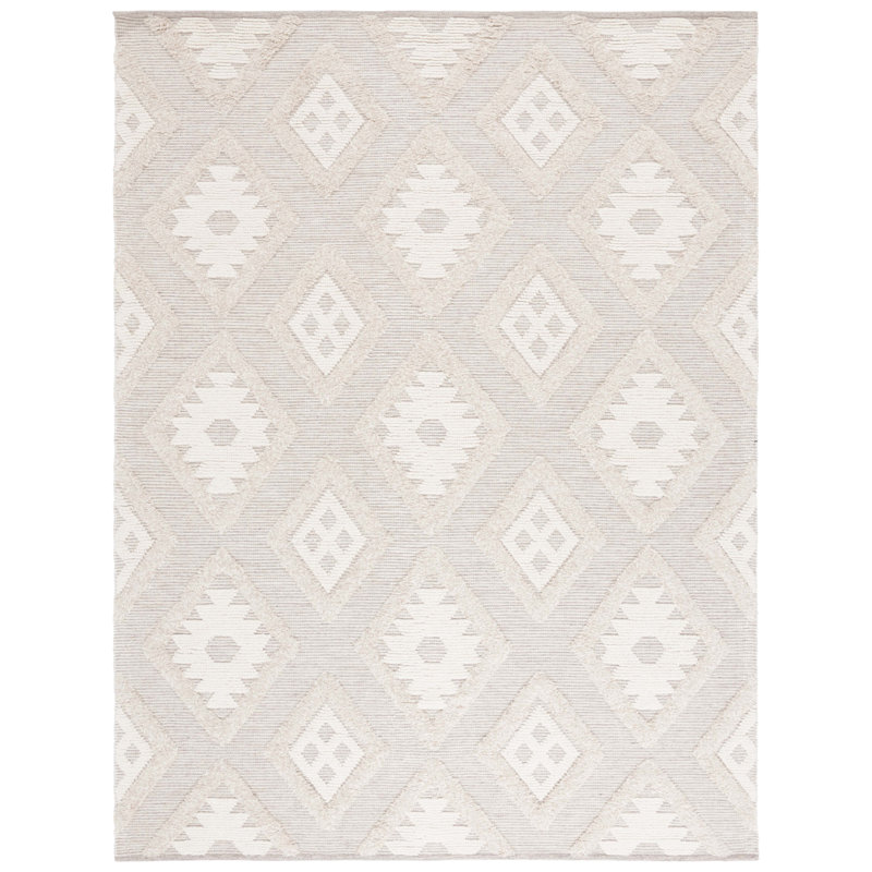 Keslie Hand Woven Wool Pile Geometric Rug, Rectangle 8' x 10'