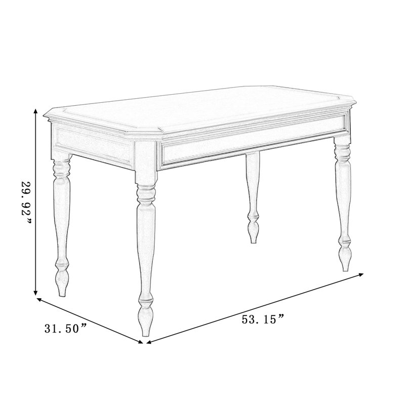 Retro Black Rectangular Solid Wood Dining Table, 29.92"H x 53.15"L x 31.5"W