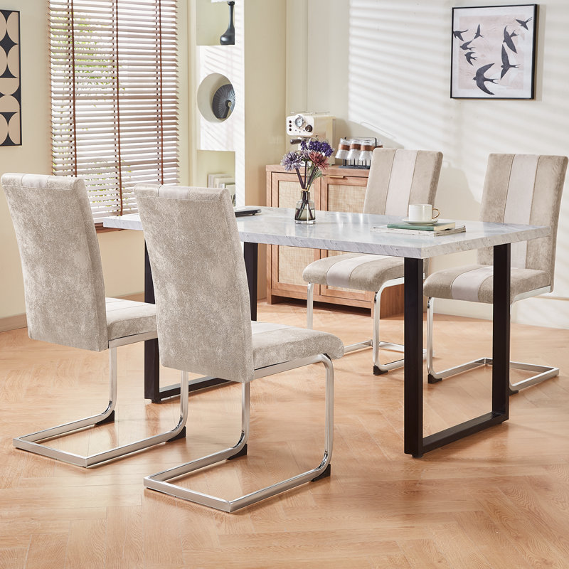Shee Upholstered Armless Dining Chair, Beige