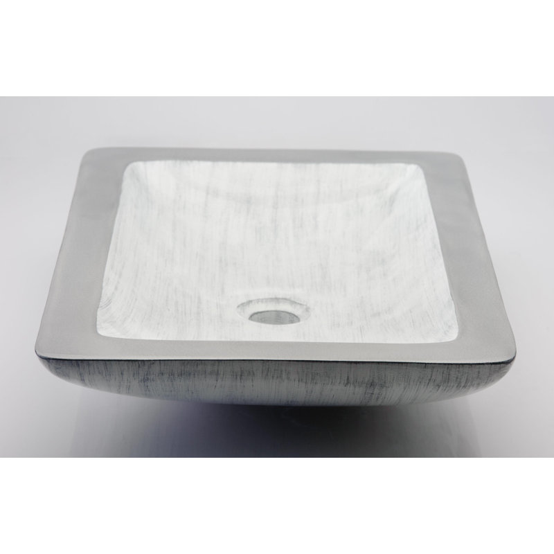 Lavabo de salle de bain vasque rectangulaire en métal Vogue, Blanc argenté