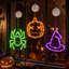 Éclairage de fenêtre d'Halloween, lot de 3 citrouilles, araignée et chapeau de sorcière