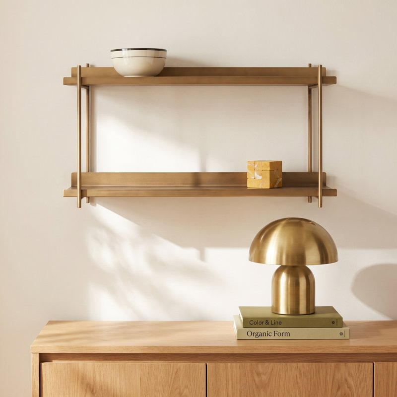 Bedford 2 Piece Metal Tiered Shelf, Gold