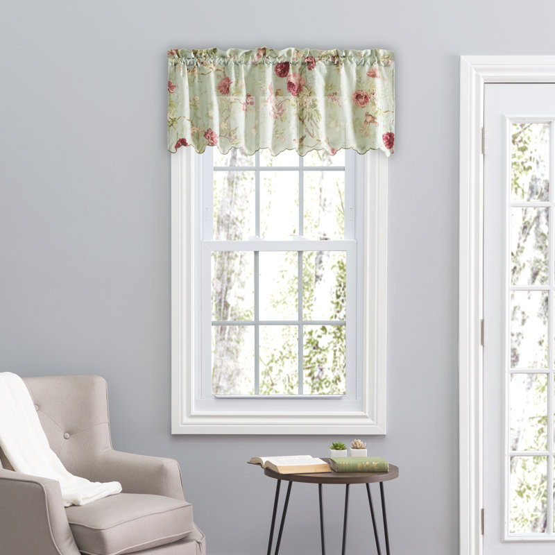 Alita Floral Pointed Window Valance, Sage