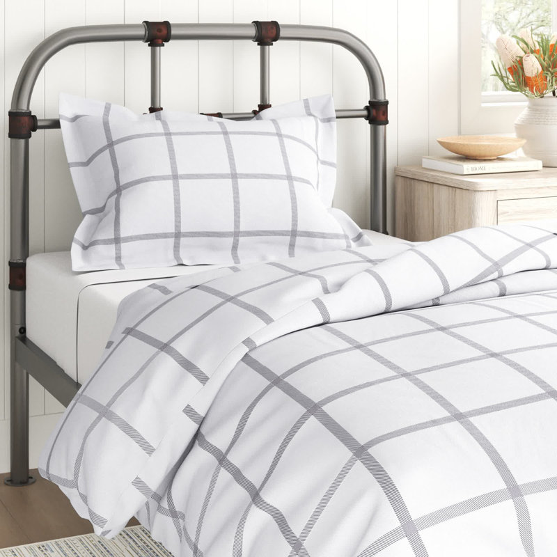 Ensemble d'édredon, Édredon double / grand + 2 taies décoratives, Blanc / gris anthracite
