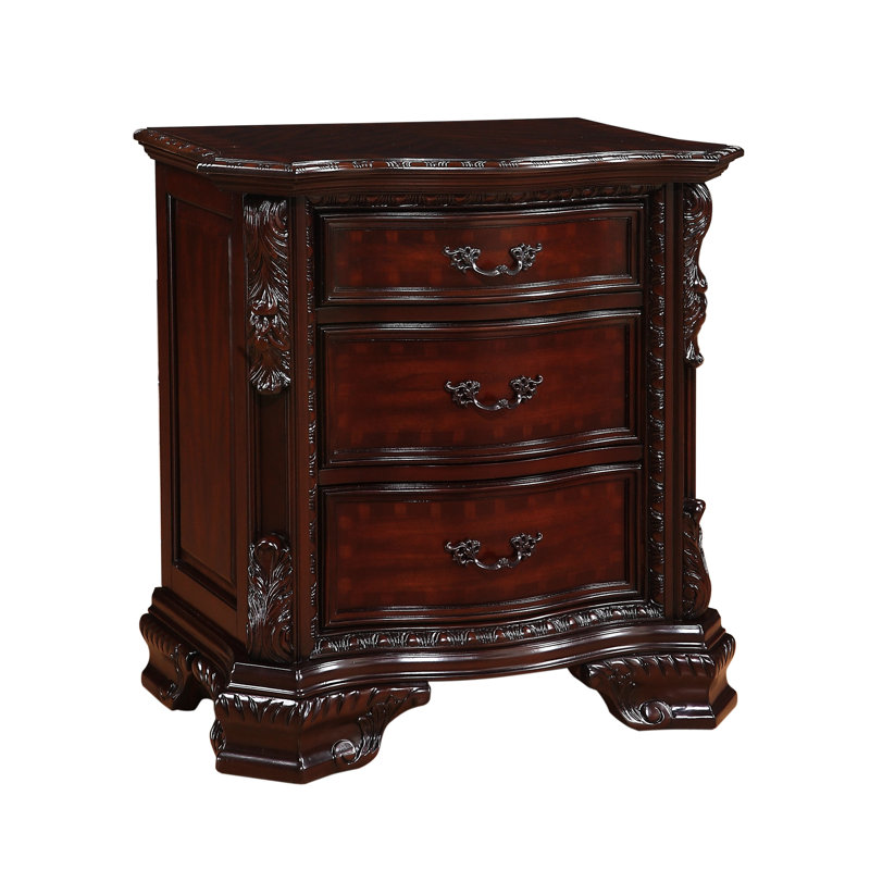 Table de chevet en bois massif brun, unité de chambre 3, pièce décorative