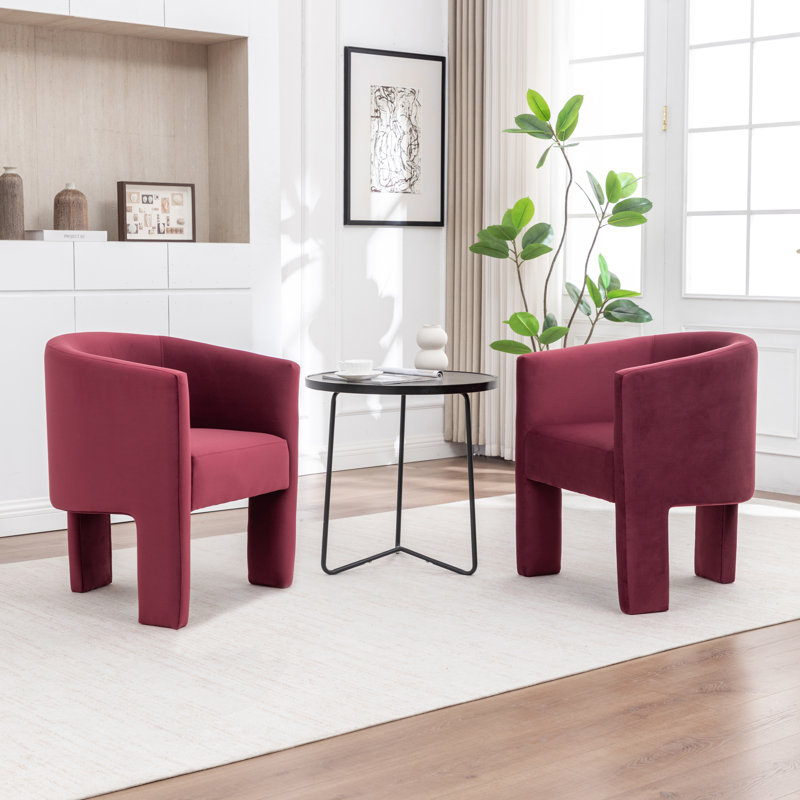 29.13'' H Velvet Curved Dining Chair, Red