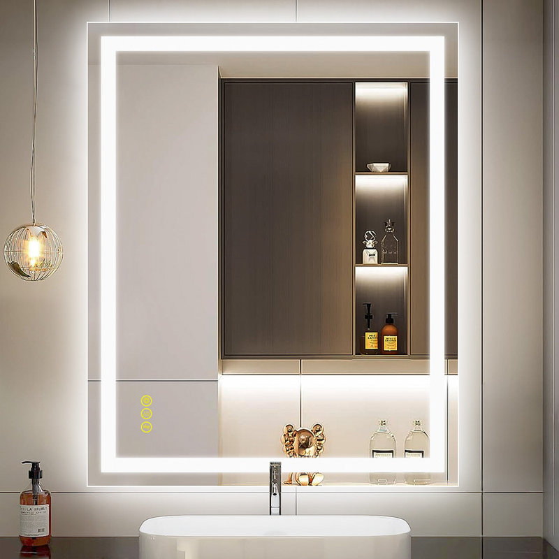 Amirie Rectangular Bathroom Led Mirror Backlit Touch Switch Dimmable 3CCT Anti-fog, 32" x 40"
