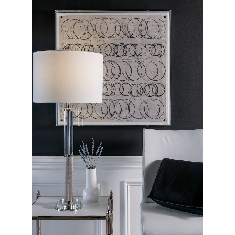 Reynolds Crystal Lamp, Clear/Nickel, Off White
