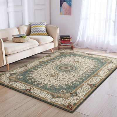 Soft Cashmere Feel Area Rug – Non Slip Low Pile Living Room & Bedroom Carpet, Machine Washable