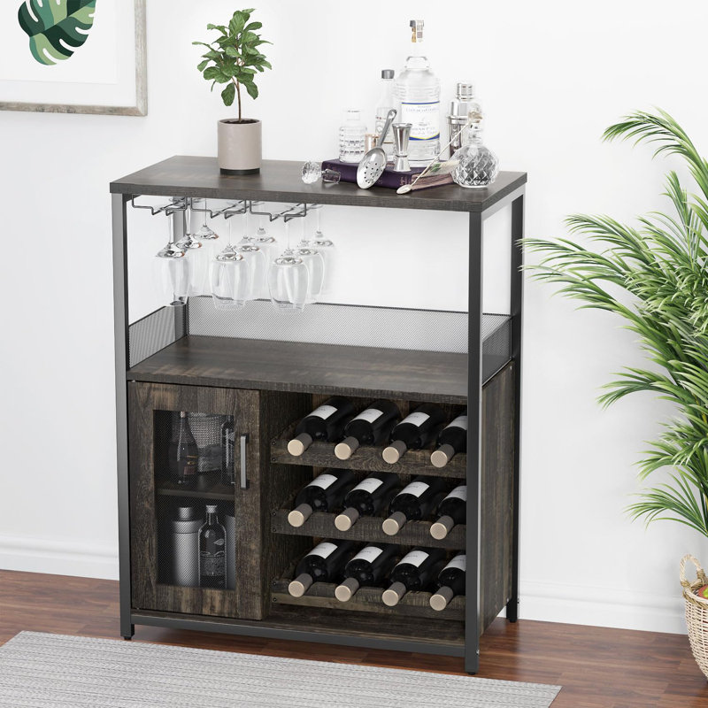 Natilie Metal Bar Cart, Dark Wood, Dark Brown Wood