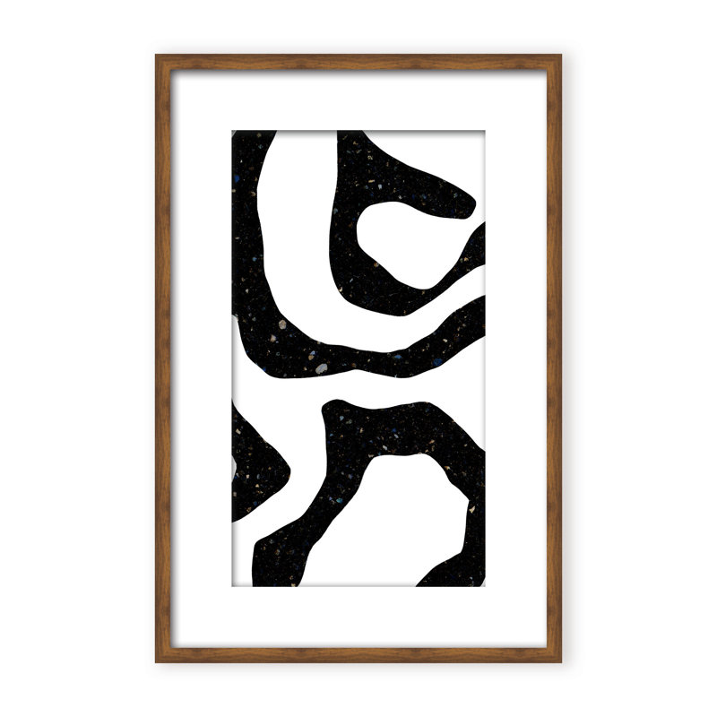 Abstract Black Gems by  - Picture Frame Painting on Paper, 48" H x 32" W x 1.125" D, Black, Framed Print