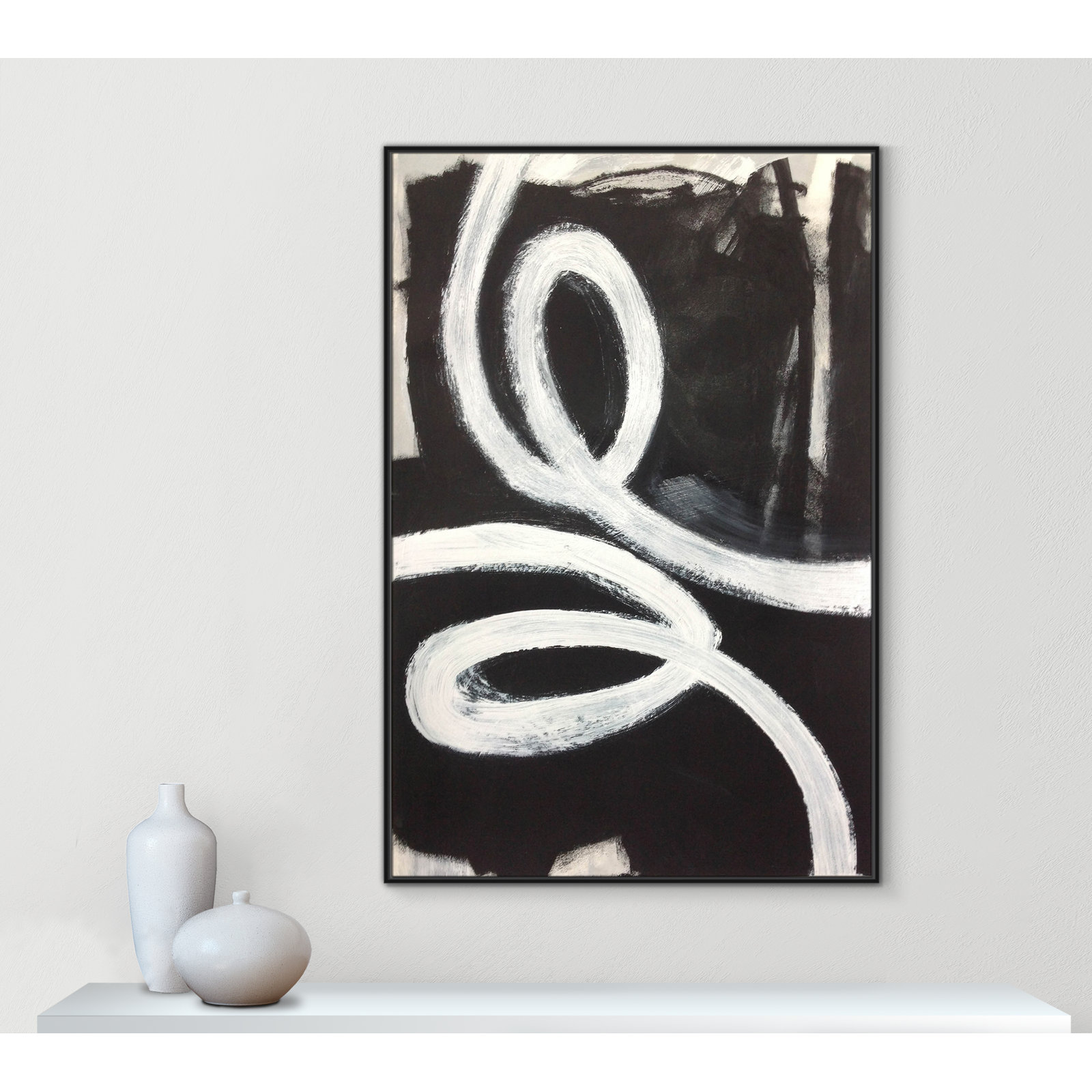 Ansonia Swirly Swirls I by , No, Black Floater Framed, 61.5" H x 41.5" W x 2" D
