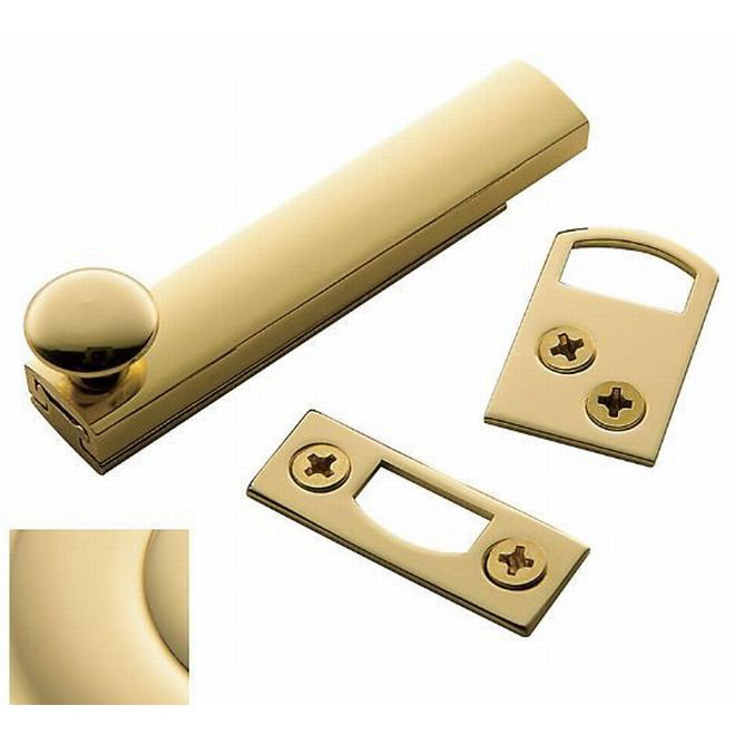 Surface Bolt, 3.25" H x 0.75" W x 0.5" D, Unlacquered Brass