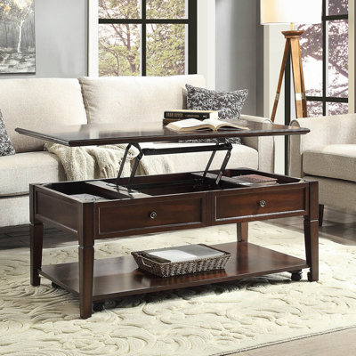 Table basse en noyer avec plateau relevable