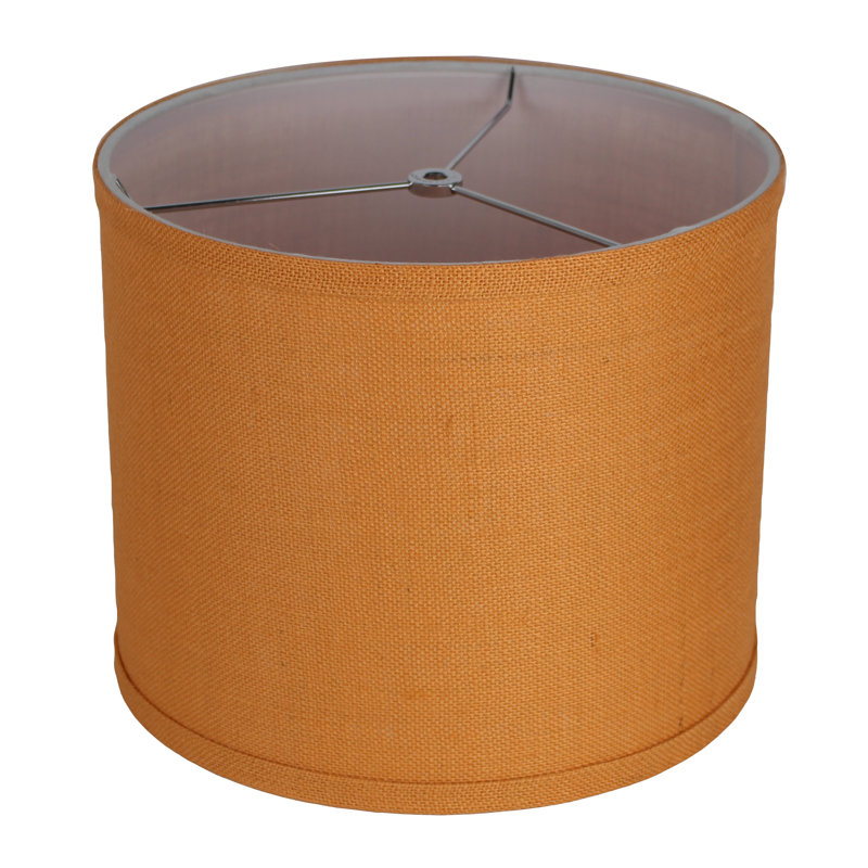 Ganya Burlap Drum Lamp Shade, Tangerine, 10" H x 12" W x 12" D