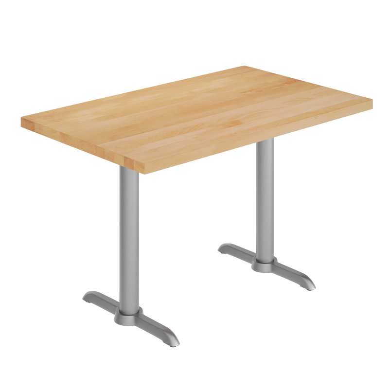 Table commerciale en bois massif L 48 po x l 30 po avec deux bases en T de 22 po x 22 po, H 29,5 po x L 48 po x l 30 po